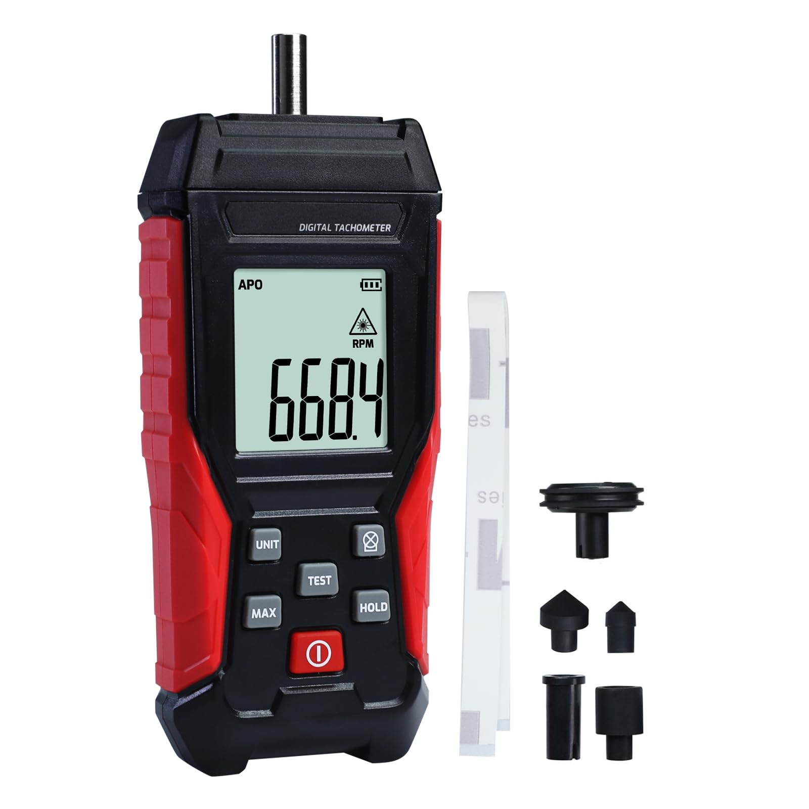 2-in-1 Digital RPM Tachometer | Non-Contact Photo Sensor